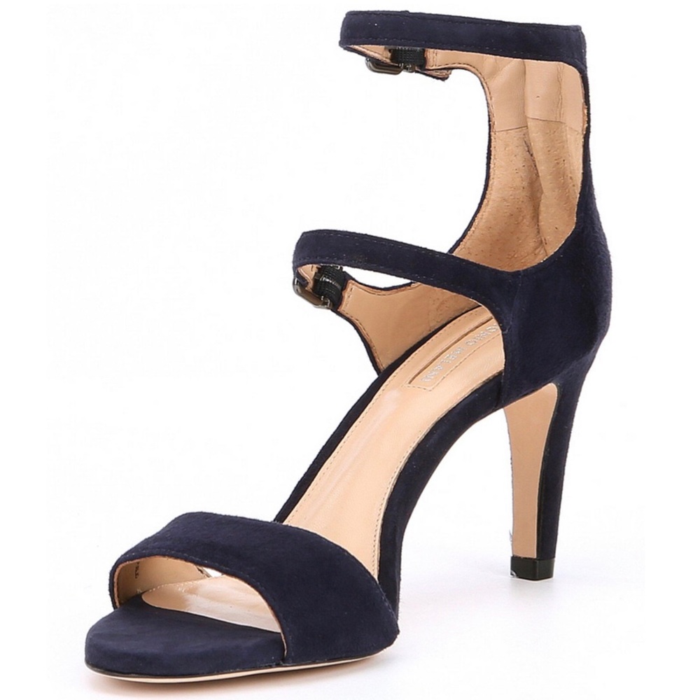 Antonio Melani navy blue strappy suede heels, 10
